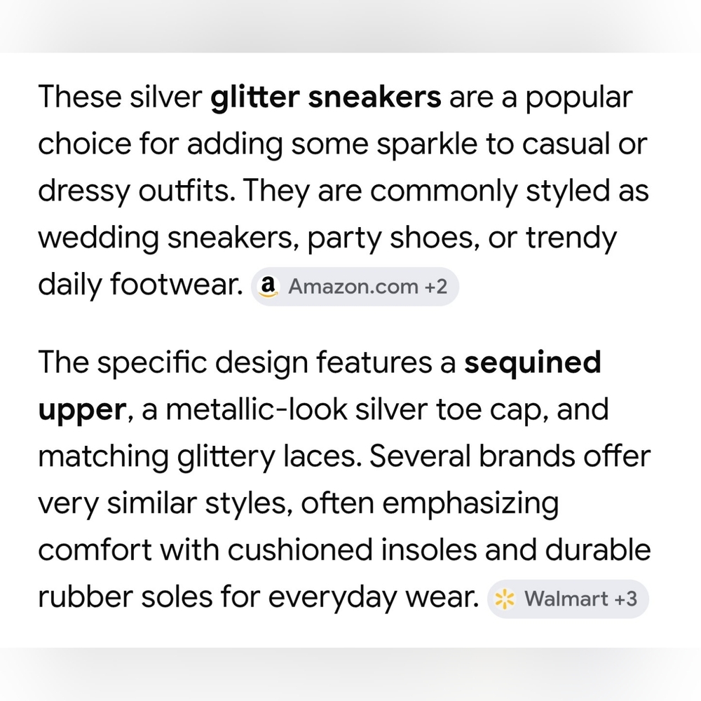 Silver Glitter Platform Sneakers for Women Size 8 - Picture 6 of 6